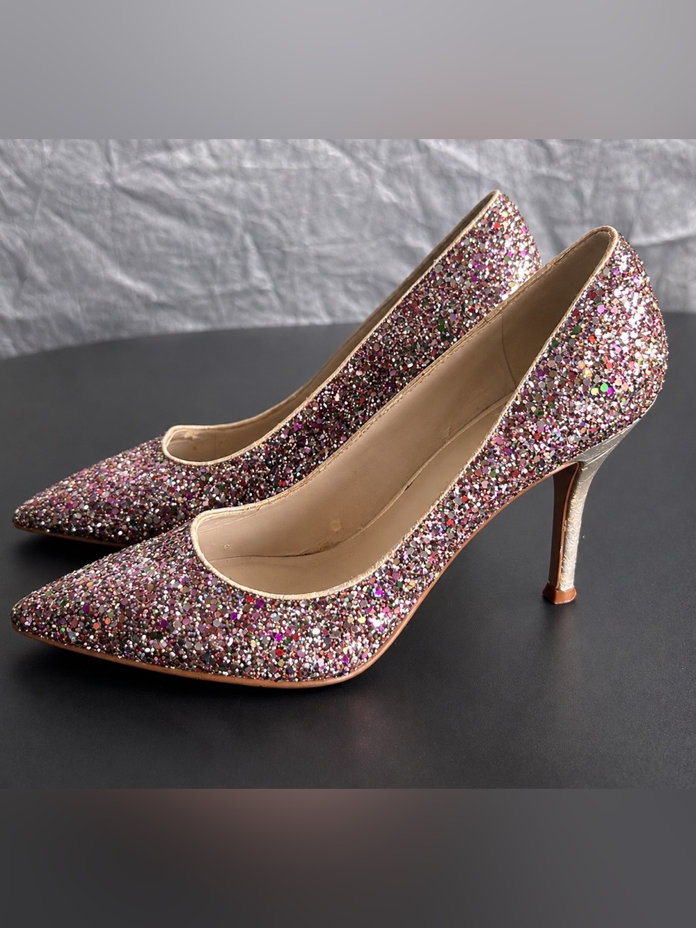 Nine West Pink Multi-Glitter Pointed Toe High Heels